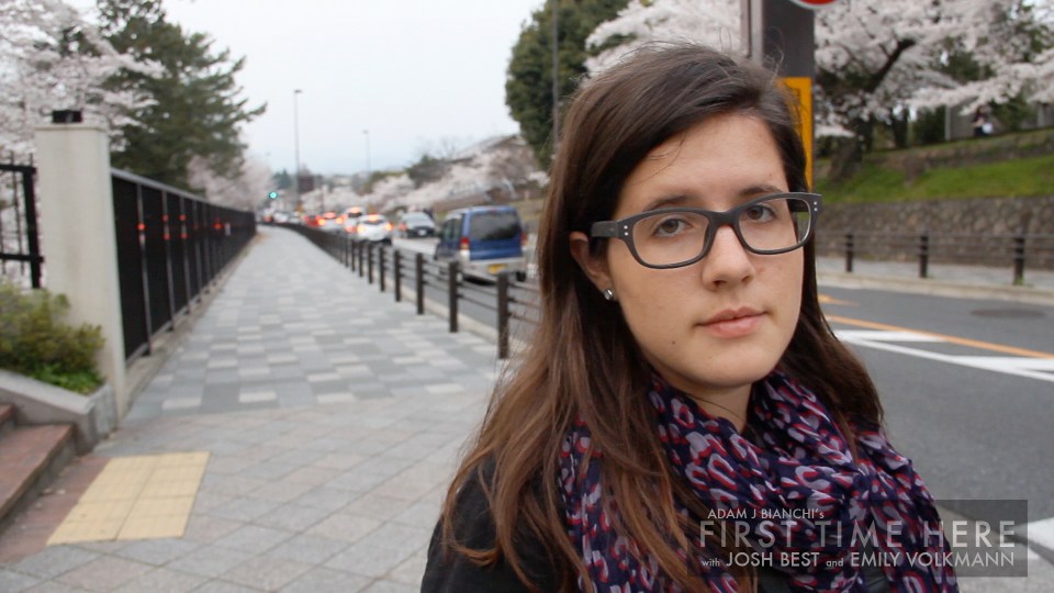 Emily with cherry blossoms